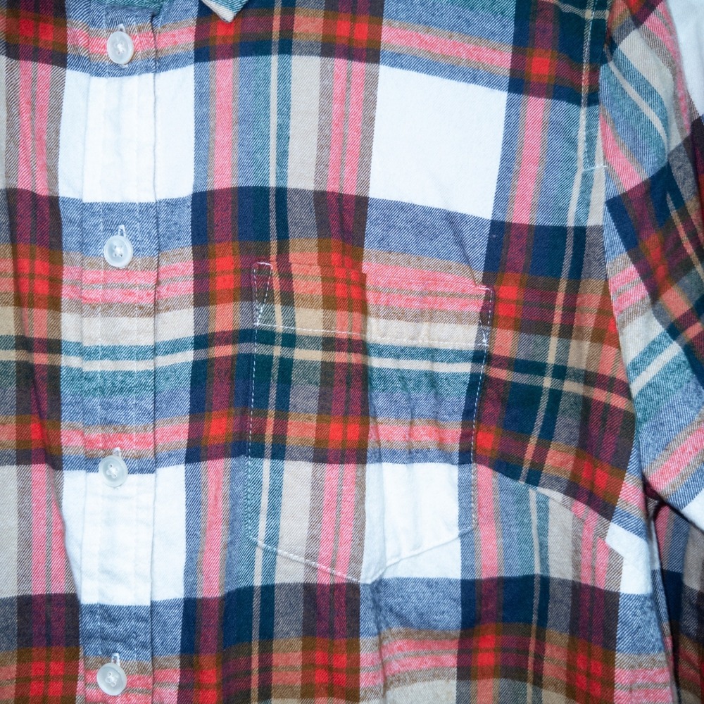 J. Crew Ivory Red Plaid Button Down Shirt Medium - Picture 5 of 9